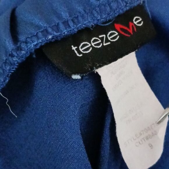 Teeze Me Strapless Mini Dress Front Button Fold Detail Royal Blue Size 9 Junior - Picture 10 of 10